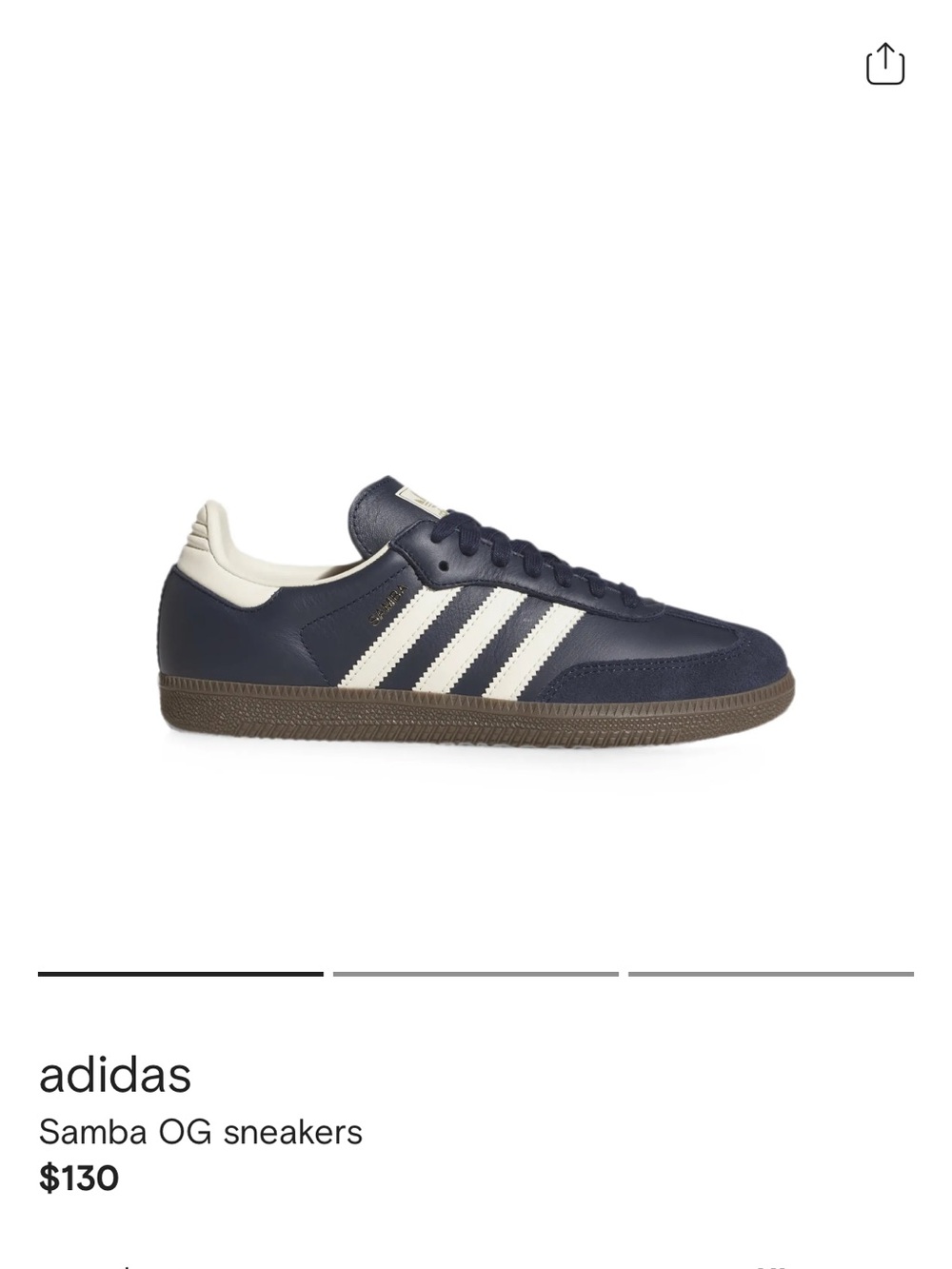 adidas Samba OG in Navy and Off-White with Gum Sole